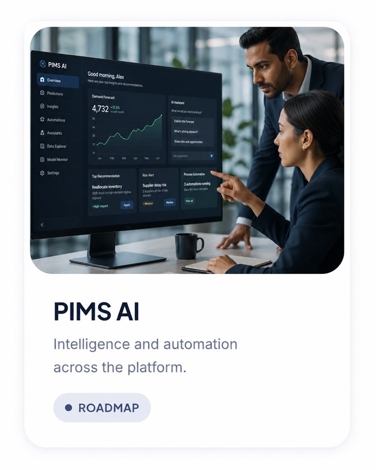 PIMS AI — intelligence and automation across the platform. Roadmap.